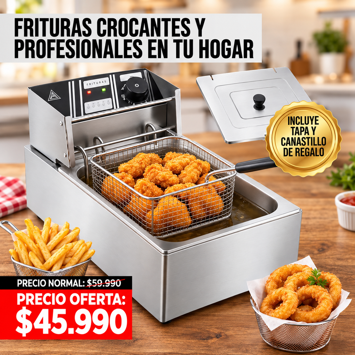 FryMaster Freidora Pro™ + Tapa & Canastillo de Regalo